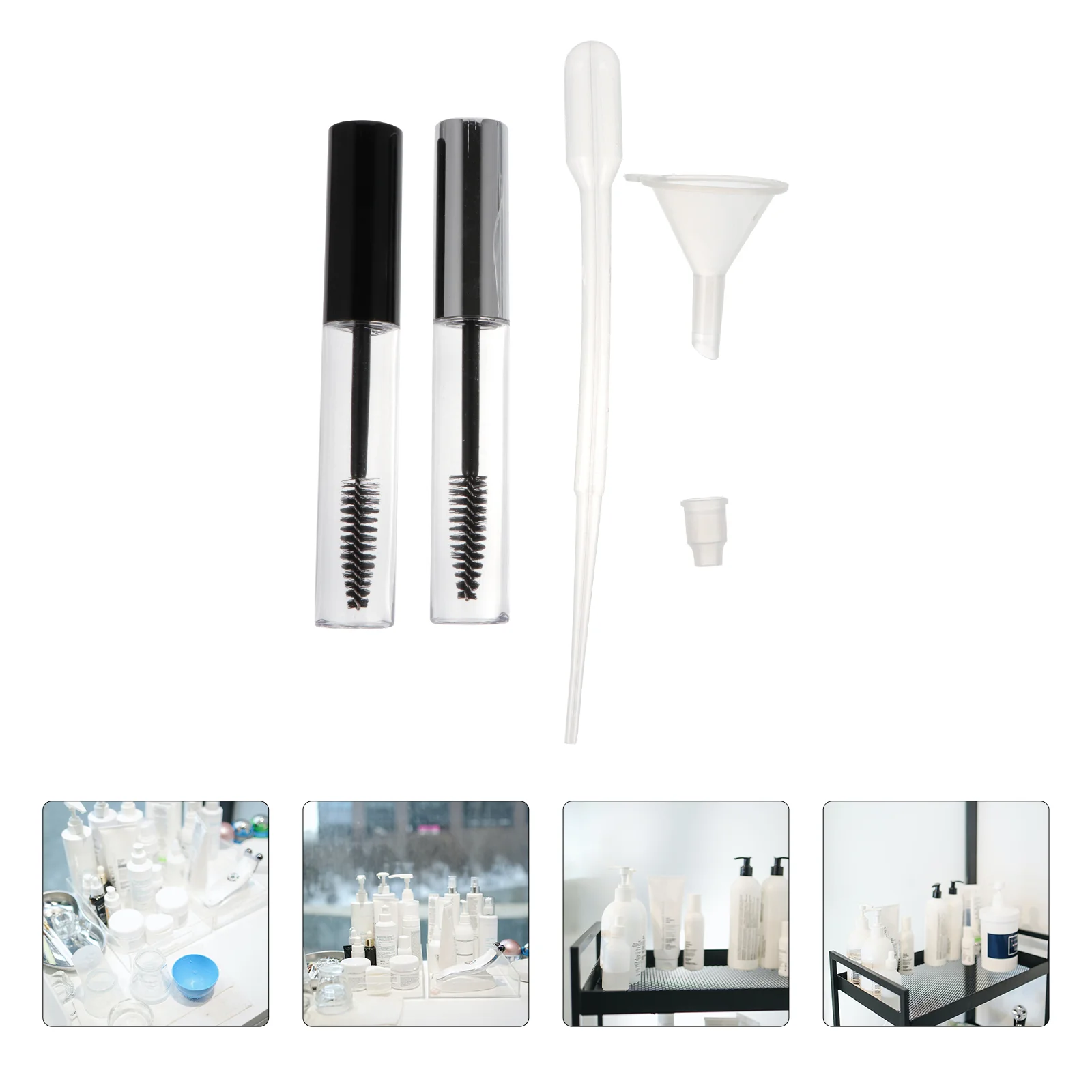 

Tube Mascara Eyelash Diy Empty Dropper Kit Refillable Cream Pipettes Funnel Eye Transfer Plastic Liquid Reusable Wand Brush