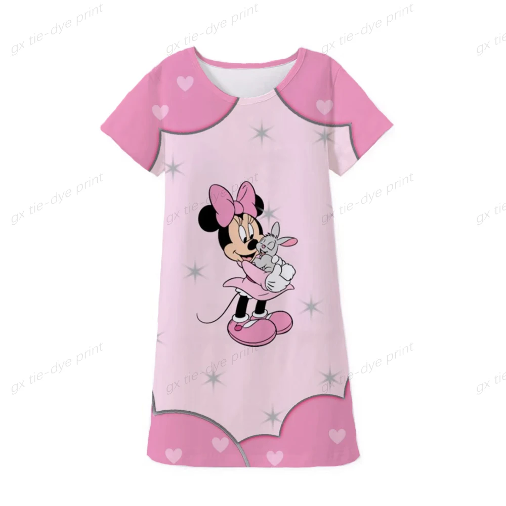 

Новое летнее платье Принцессы Диснея Микки и Минни, повседневное милое платье с круглым вырезом и коротким рукавом и принтом, 2022