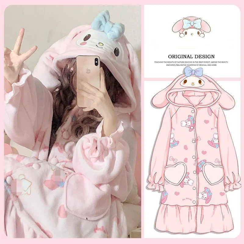 HelloKitty Cinnamoroll Melody Kuromi Kirby Nightdress Pajamas Dress kid  2023gift