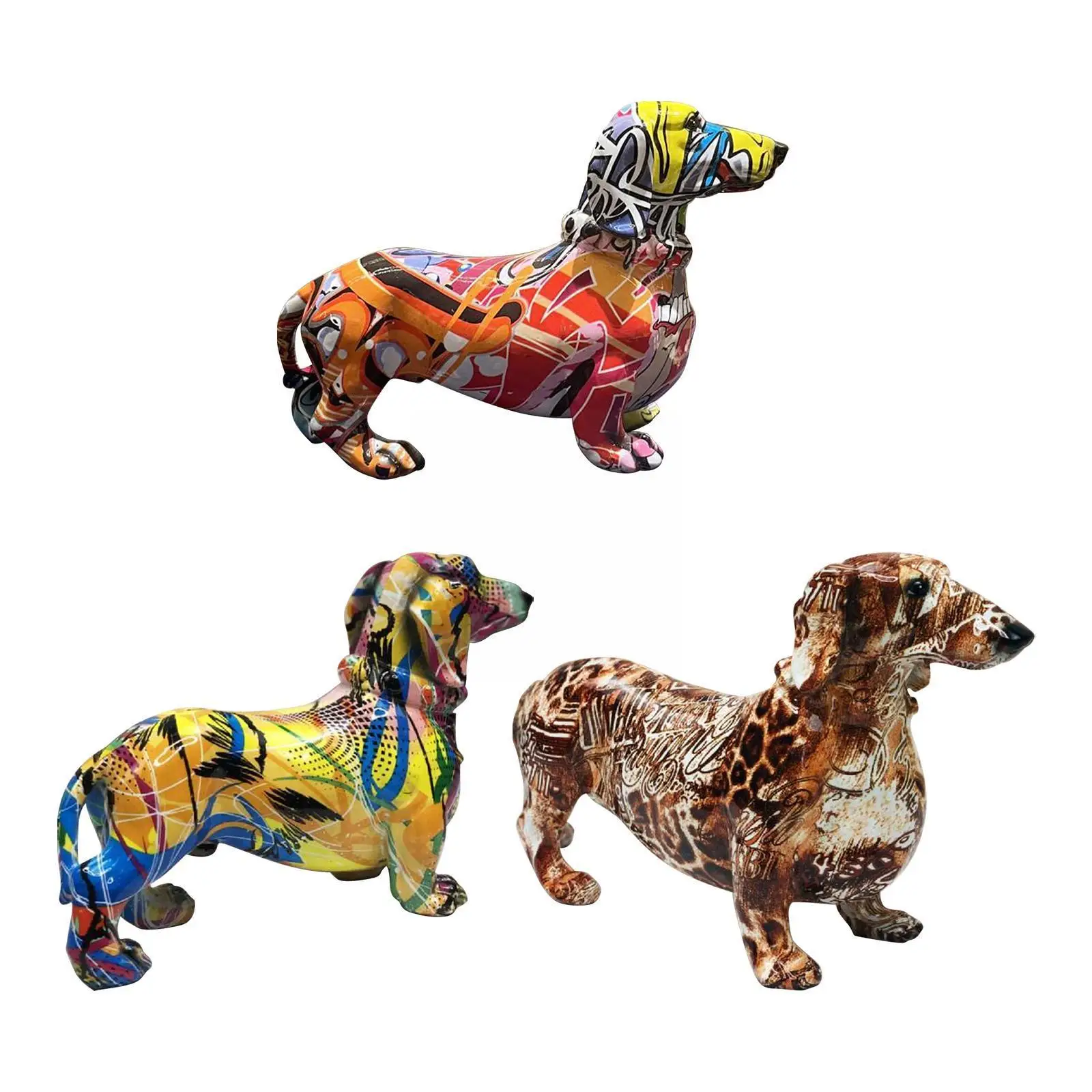 

Creative Home Modern Painted Colorful Dachshund Dog Desktop Decoration Cabinet Office Wine Decor Crafts D8G3