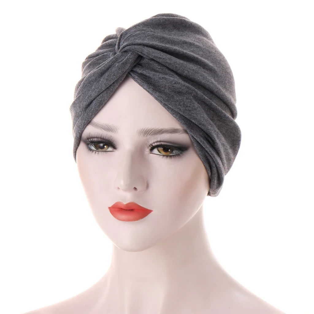 

2021 New Stretch Cloth Head Cap Twist Candy Color Base Indian Cap Solid Bonnet Full Cover Hats Underscarf Headwrap