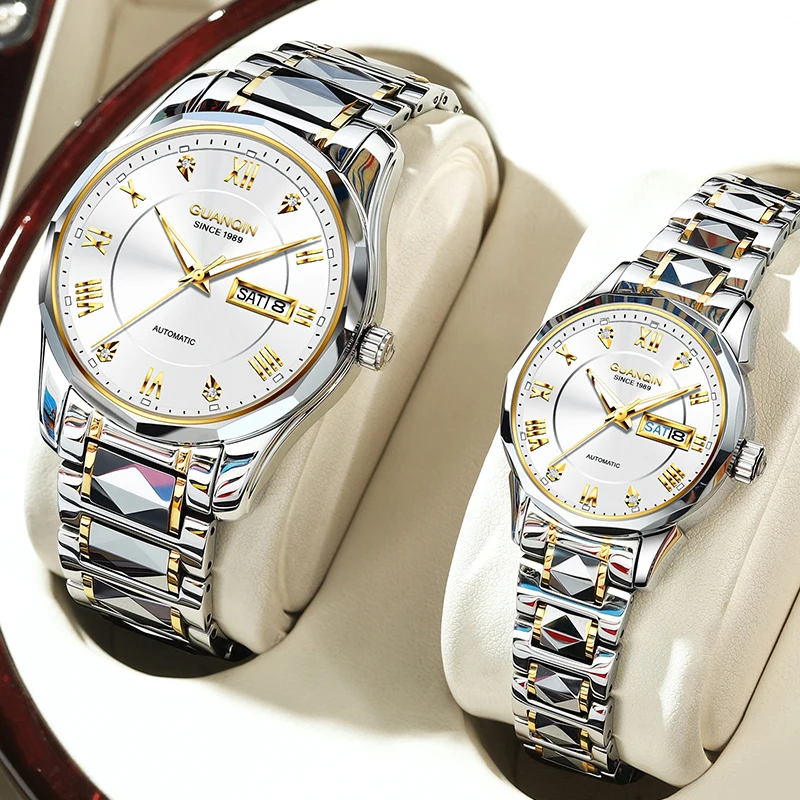 Часы Guanqin из вольфрамовой стали часы для пар мужские и женские полностью