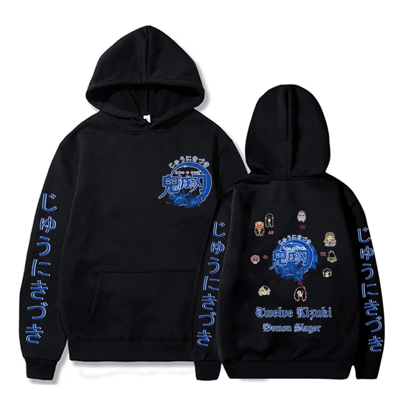 

Demon Slayer Print Men Women Hooded Harajuku Twelve Kizuki Hantengu Gyokko Friends Hoodie Casual Tops Loog Sleeve