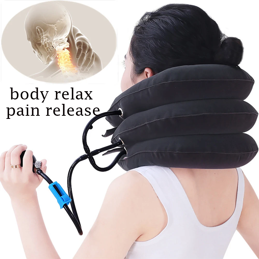 

Inflatable Neck Pillow Neck Head Rest Cushion Cervical Vertebrae Traction Posture Correction Travel Home Neck Stretching
