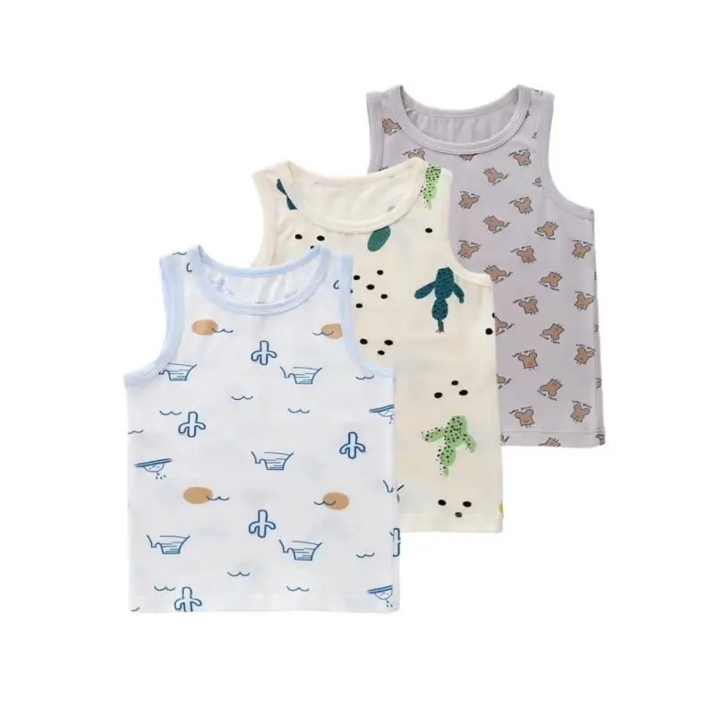 

Breathable Cartoon Dinosaur Print Kids Underwear Boys Racerback Tank Top Toddler Camisoles Vest Summer Children's Clothing
