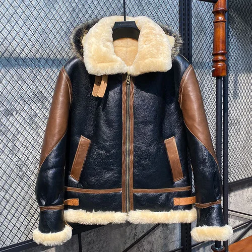 

Мужская зимняя куртка из натуральной овечьей шкуры, очень толстая теплая куртка из 2023 натурального меха,-30 ℃