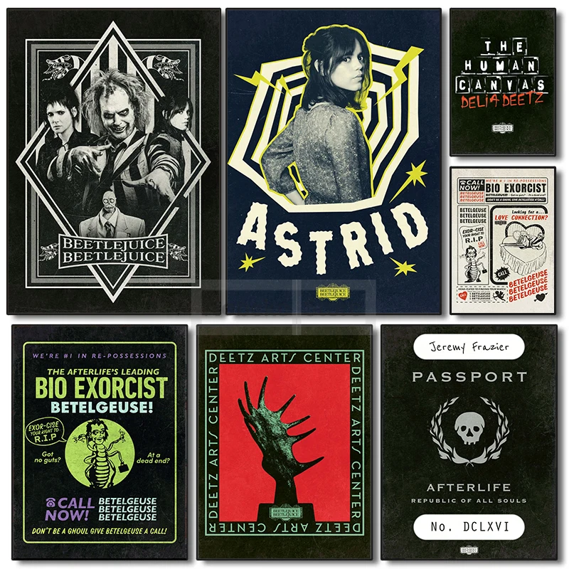 2024 популярные фэнтезийные волшебные фильмы Beetlejuice печать плакатов холст