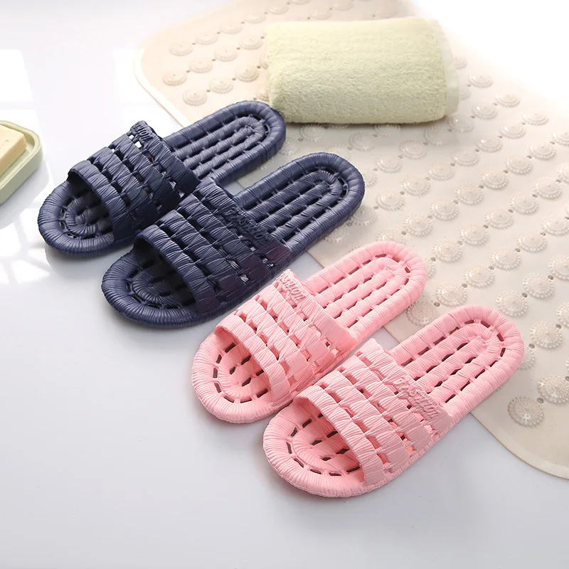 4Pairs/Pack Man Women Home Slippers EVA Bath Slippers Soft Sole Hollowed Out Non-slip Male Female Indoor Shoes Couples Slides