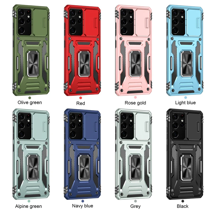 

Case For Samsung S21 Plus Galaxy S23 S22 Ultra S20 FE Plus A73 A53 A13 A03S Military-Grade Protection Phone Slide Camera Cover