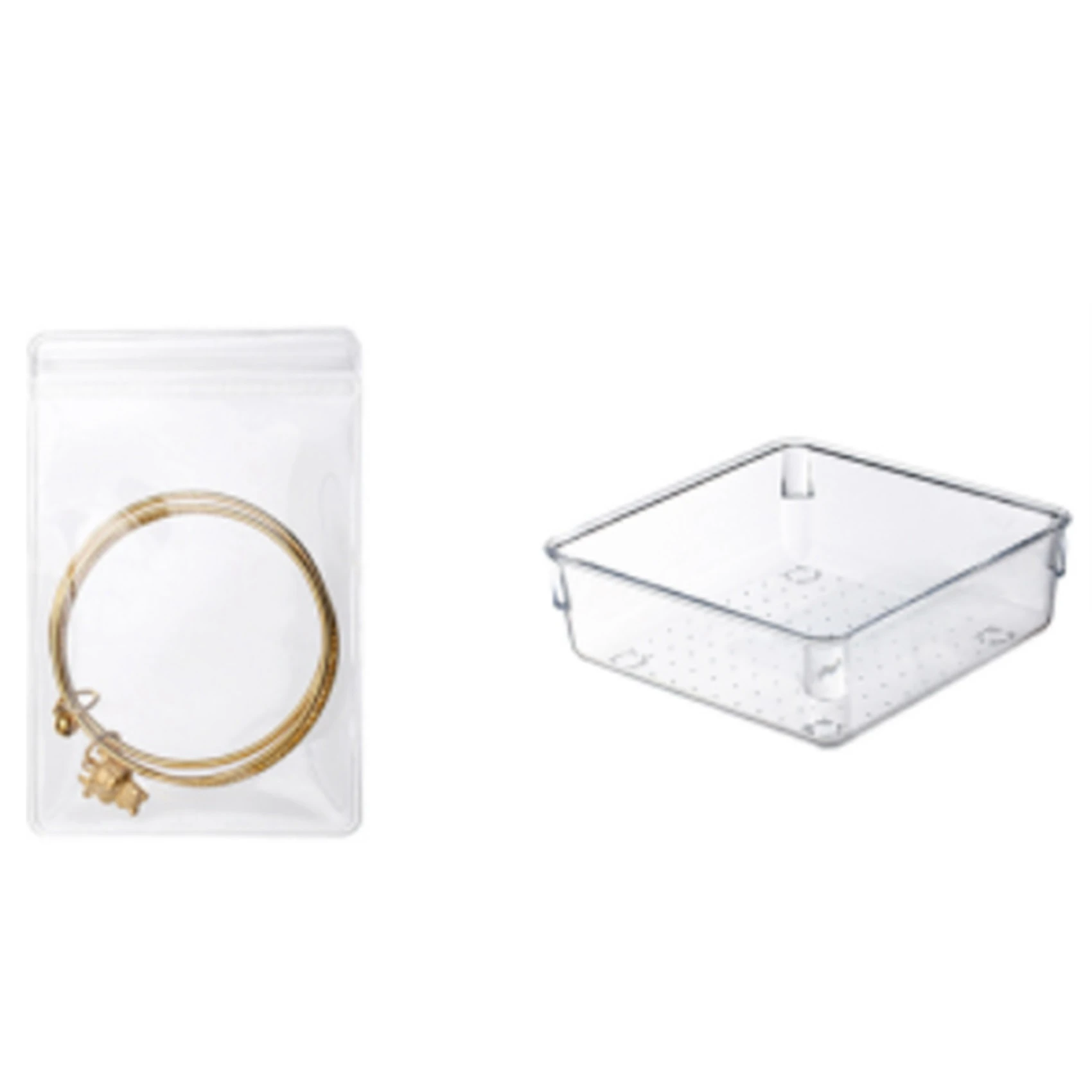

Jewelry Storage Bag Desktop Drawer Organizer Transparent Bracelet Ring Holder Zipper Closure Bag 30XLarge Bag+1Xbox