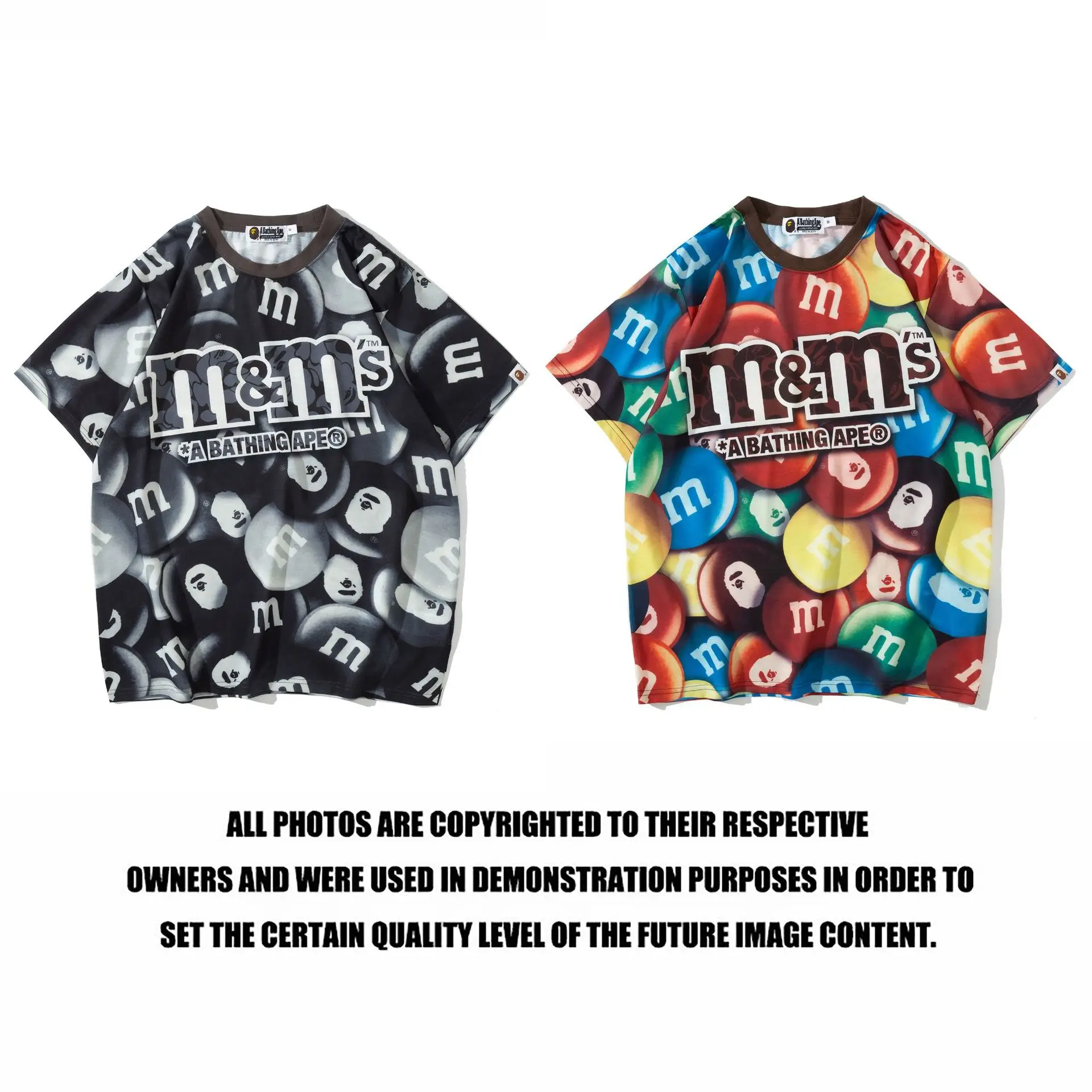 

BAPE Candy T-shirt 2022 Summer 3d Letter Printing 100% Cotton Japanese Tide Brand High Quality Teens Short Sleeve Top Tees Black