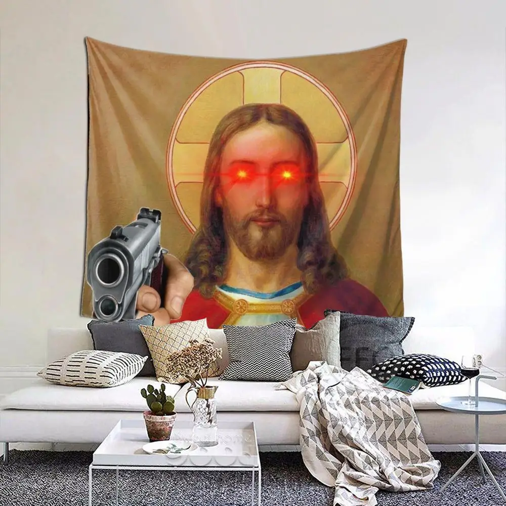 Гобелен с роботом будущего Иисуса Христа Настенный декор мем гобелен