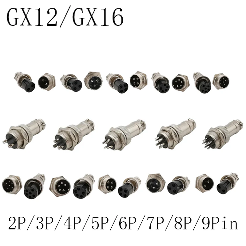 

1Pcs/Set GX12 GX16 2/3/4/5/6/7/8/9 Pin Male Female 12mm 16mm Circular Aviation Aviator Welding Cable Plug Wire Panel Connector