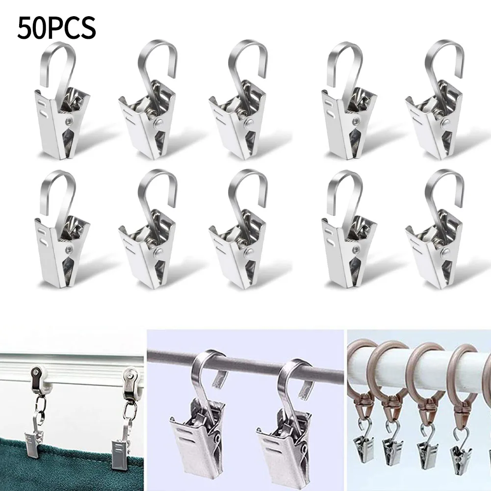 

Home Decoration 50 Pcs/pack High Qaulity Shower Curtain Rings Clamps Drapery Clips Bath Curtain Rod Clips Window