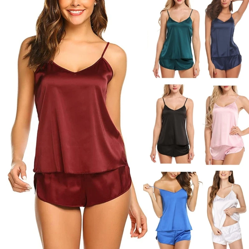 

Two-piece Sleepwear Casual Sling Pajamas Women Sleeveless Sleepwear Daily Loungewear Soft Summer Tops Shorts Set