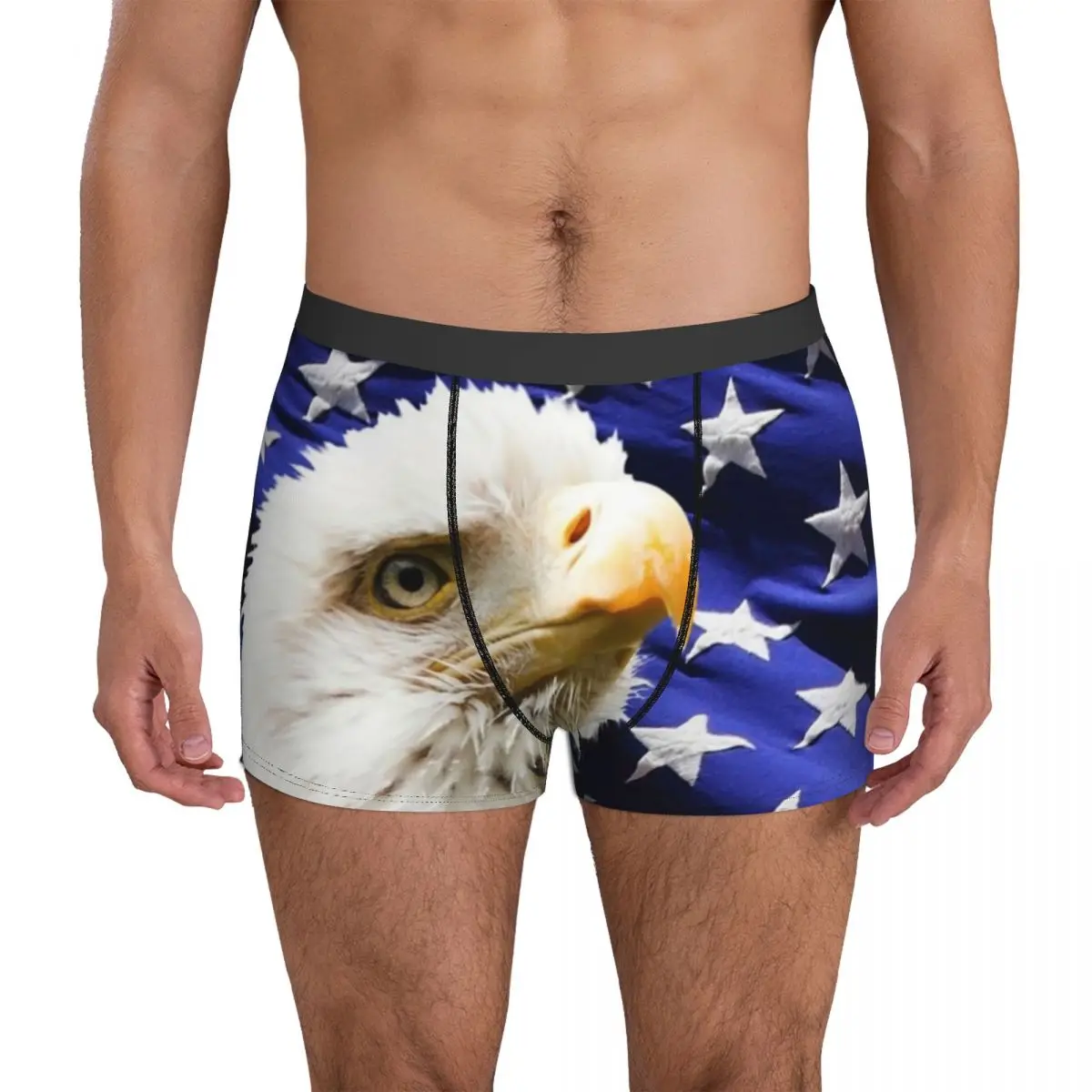 

American Bald Flag Eagle Underwear Spirit Star Print National Bird Stretch Underpants Custom Shorts Briefs Pouch Oversize Trunk