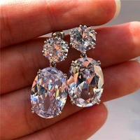 new korea sweet crystal temperament shiny large zircon earrings fashion statement earrings for women girl pendant jewelry gift
