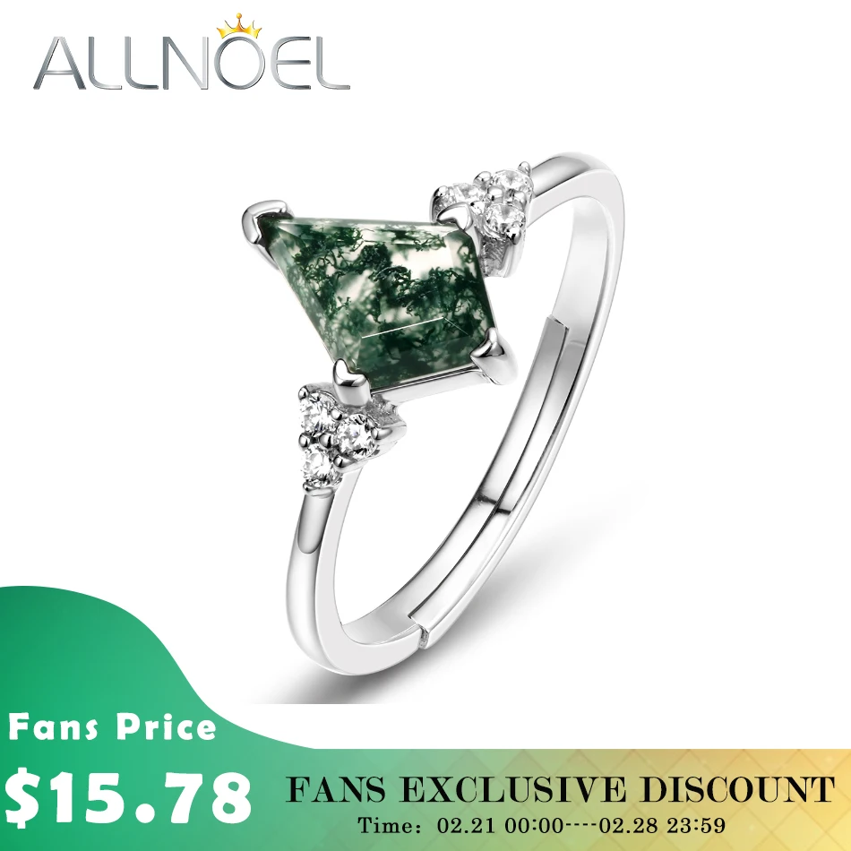 

ALLNOEL, натуральные 7*10 мм, моховый агат, Стерлинговое Серебро 925 пробы, уникальные кольца для женщин, зеленый драгоценный камень, обручальное, свадебное, хорошее ювелирное изделие, подарок