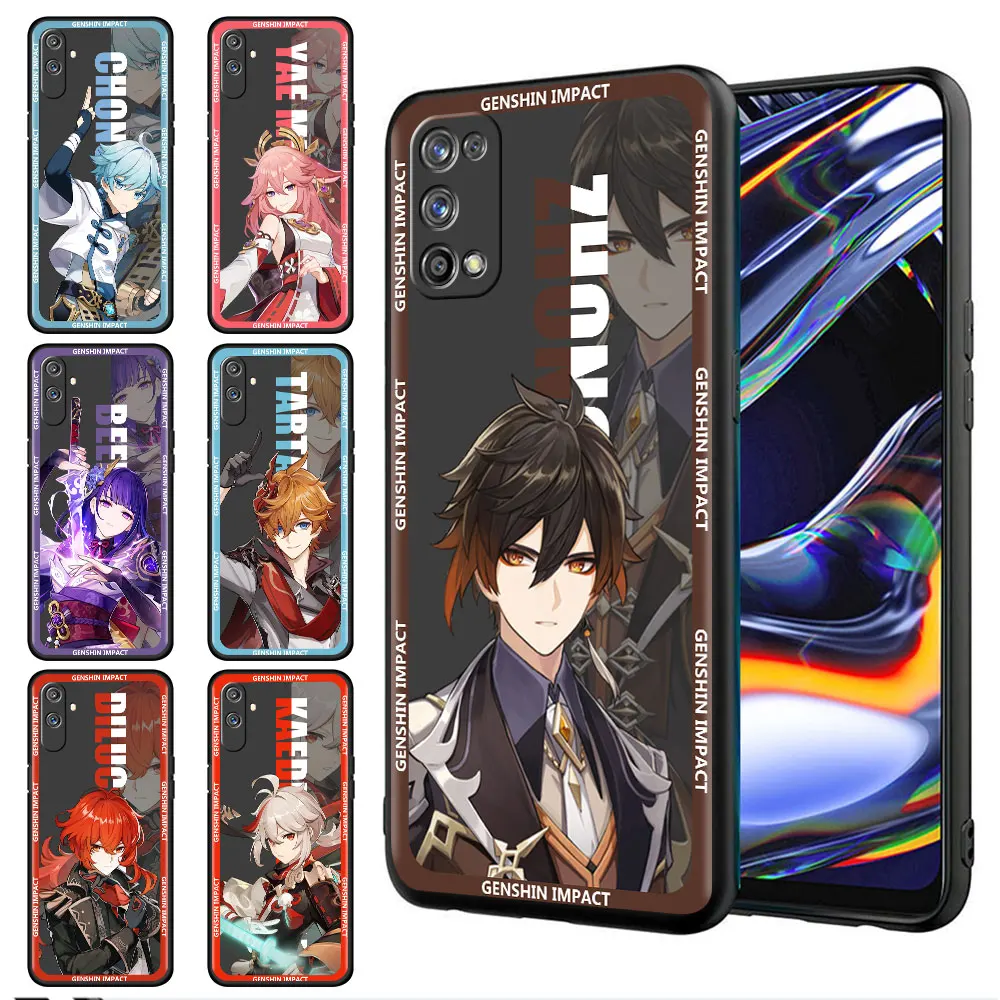 

Genshin Impact Project Game Phone Cases for Realme 8 7 6 5 Pro C3 C21 C15 C11 C21Y XT GT Master Neo2 8i C12 C35 Black Soft Funda