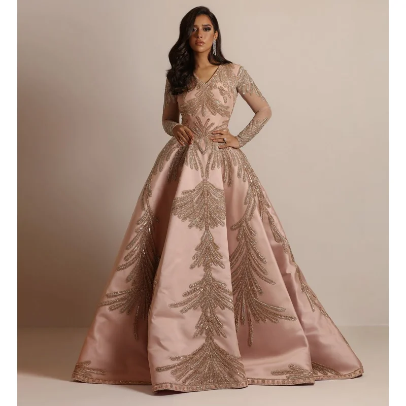 

2023 New Women's Wear Independent Station Popular Hot Stamped Large Sleeve Long Dress Banquet Sexy Evening Dress