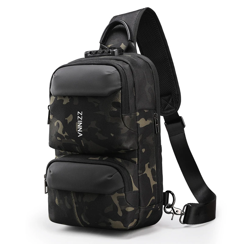 

Large Capacity Crossbody Bag Business Sling Bags USB Male Handbag Luxury Messenger Shoulder Bag Chest Pack for Male Anti-Theft