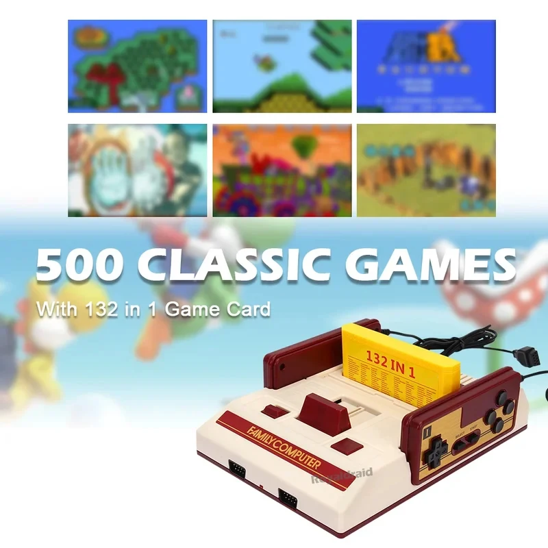 Фото 8-битная игровая консоль со встроенными 500 классическими играми, семейный компьютер, игровая приставка для телевизора, поддержка игровых картриджей для FC, ретро-гейминг №4