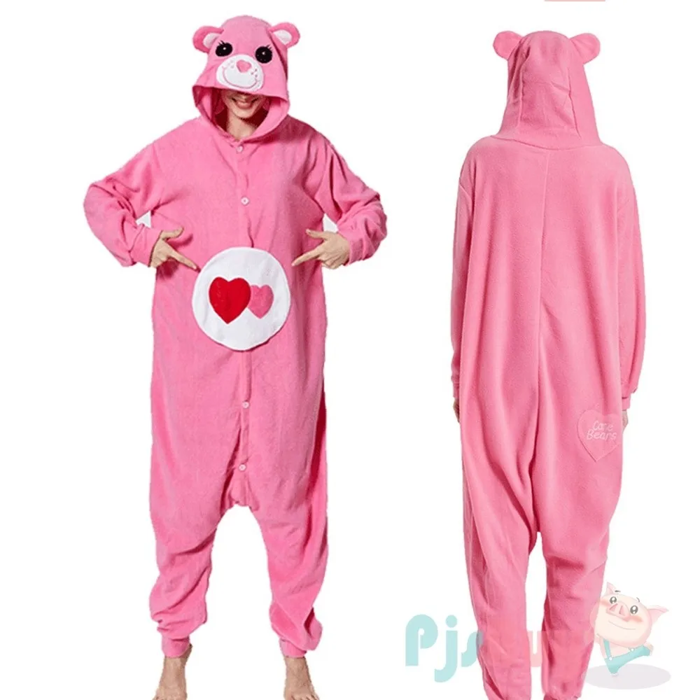 Animal Onesie Cartoon Bear Kigurumis Adult Women Men Pajama Sleep Overall Polar Fleece Cosplay Jumpsuit  Halloween Costumes