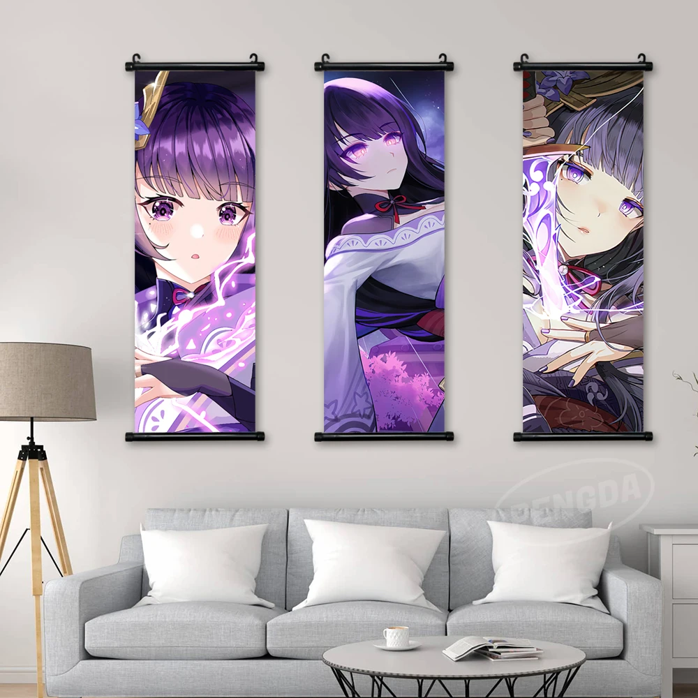 

Canvas Genshin Impact Home Decoration Poster Beelzebul Print Pictures Wall Art Anime Scroll Hanging Painting Bedside Background