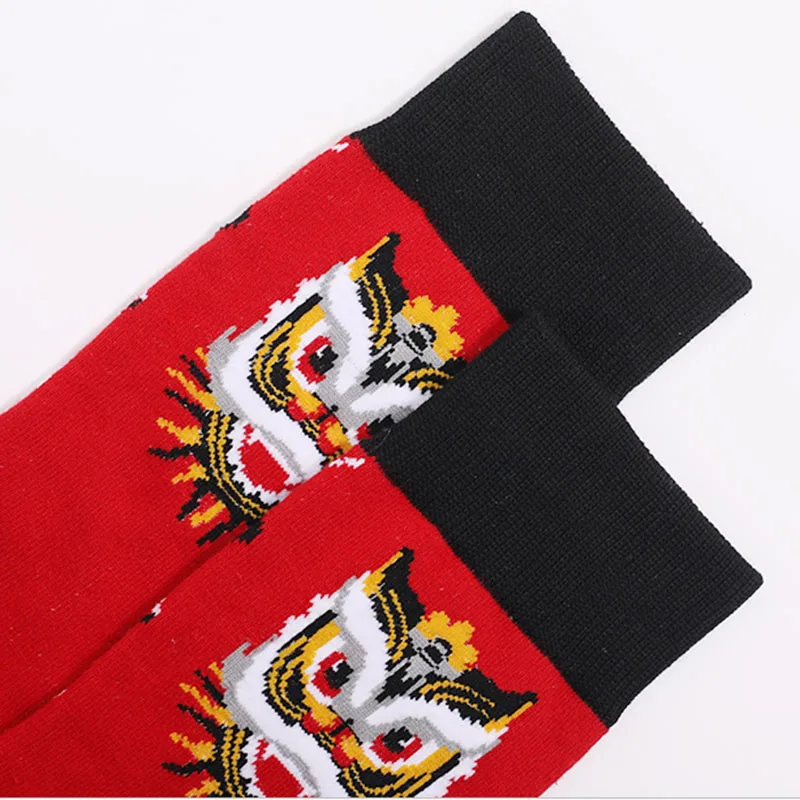 2021 New Styles High Quality Cotton Women and Men Socks Large Colorful Fashion Lion Dance Argyle Casual Funny Socks Size EU41-48