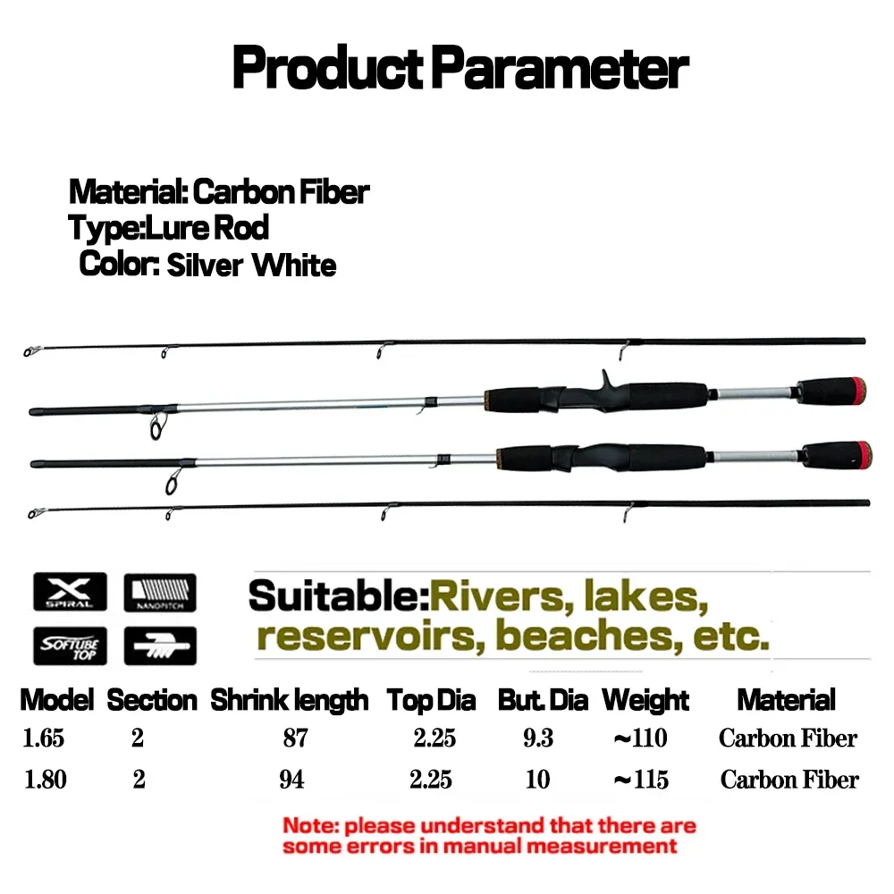 Комбинированная удочка для приманки 1 65–1 8 м 2 секции карбоновая ML сплошной
