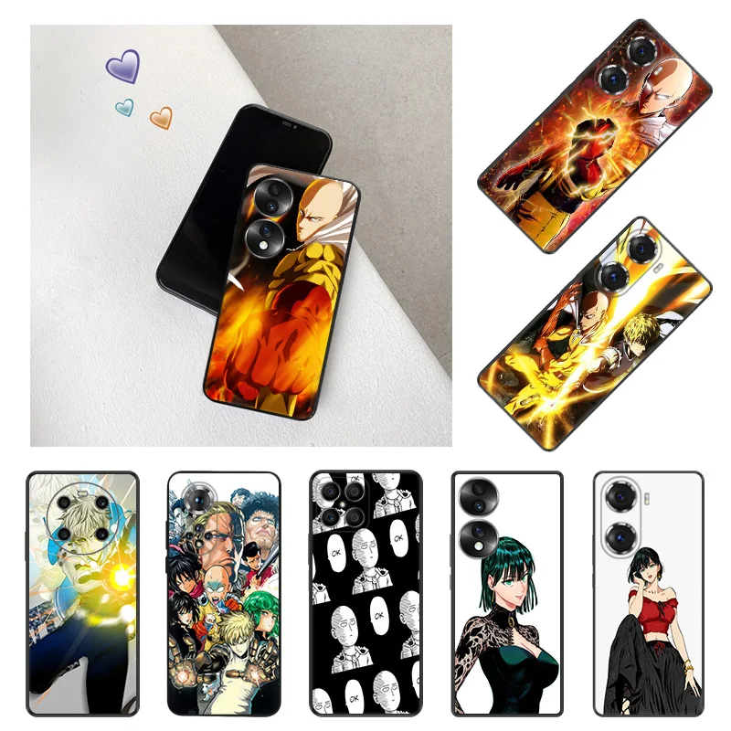 Черный матовый противоударный чехол для телефона Honor X9 X8 X7 X6 X40 X40i Play6T 6C 9A Magic4 70 60 50 30i 20 8X, чехол с Аниме One Punch Man