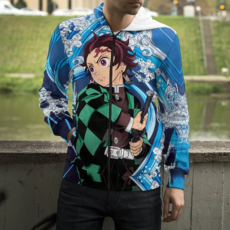 

New Anime Demon Slayer Zip Hoodies Men Women Kimetsu No Yaiba 3D Printed Fashion Sweatshirts Boy Girl Kids Cartoon Clothes