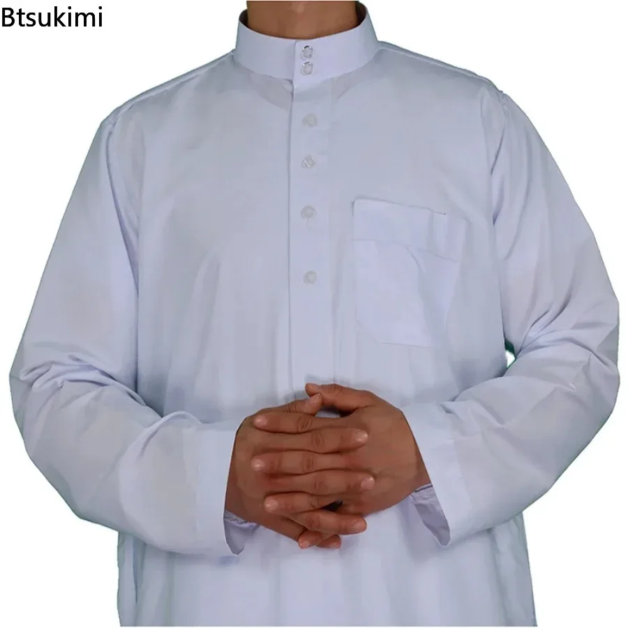 Islamic Clothing Men Length Long Sleeve Loose Muslim Saudi Arabia Pakistan Kurta Costumes Dress Kaftan Thobe