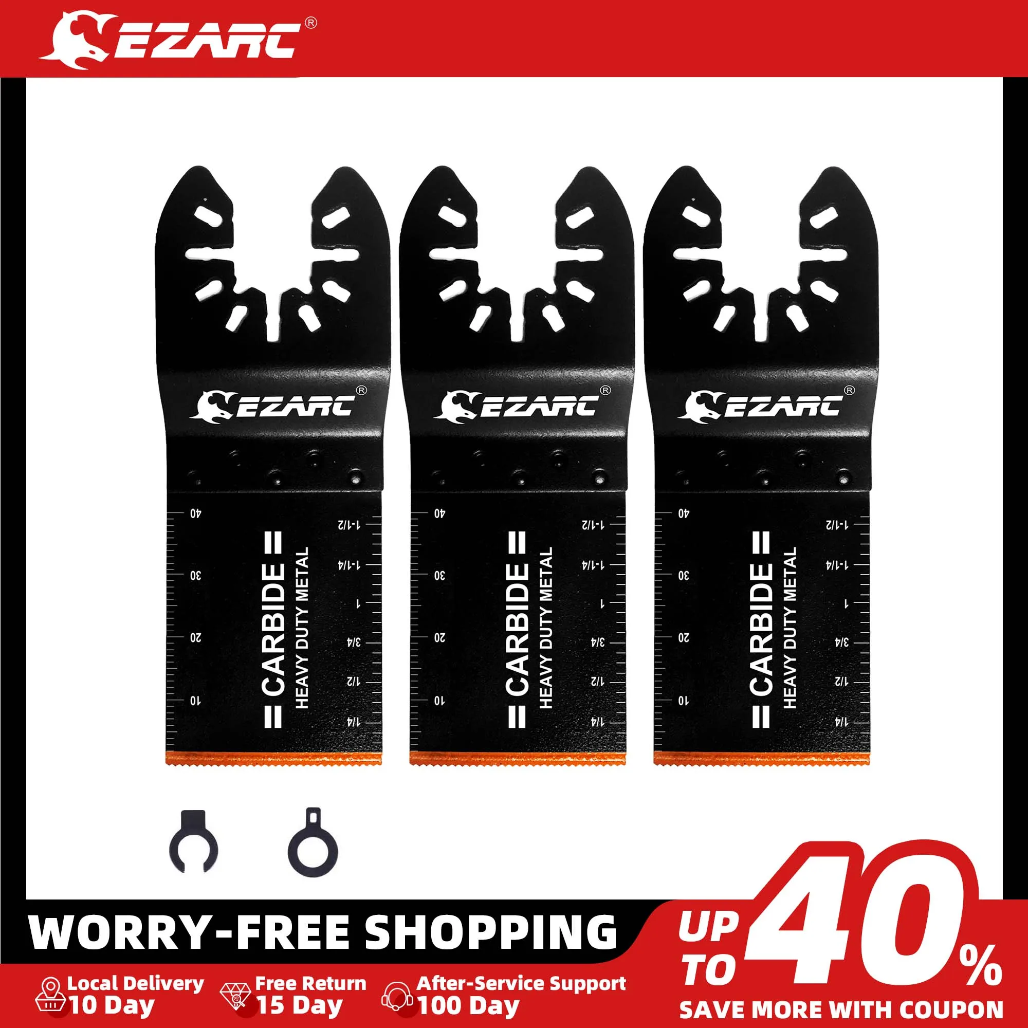 EZARC Carbide Tooth Oscillating Multitool Saw Blades For Quick Release Multi Tool For Hard Material,Metal,Nails Cutting 3pcs