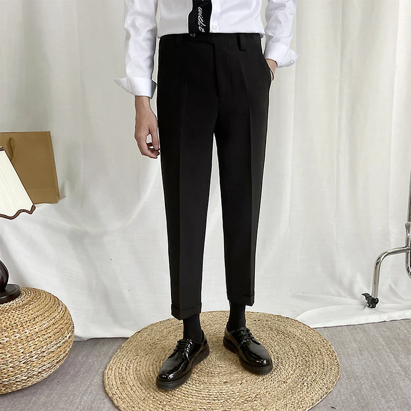 2022 весенние деловые классические брюки, мужские однотонные облегающие повседневные Костюмные брюки, деловые офисные брюки для свадьбы, муж... от AliExpress RU&CIS NEW