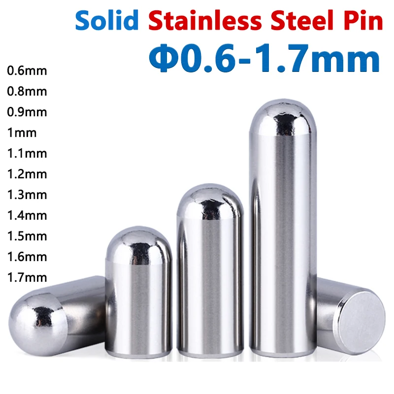 

Диаметр 0,6-1,7 мм, цельный цилиндрический штифт из нержавеющей стали с круглой головкой, установочный дюбель 0,8/0,9/1/1,1/1,2/1,3 1,4/1,5/1,6 мм, длина 4-20 мм