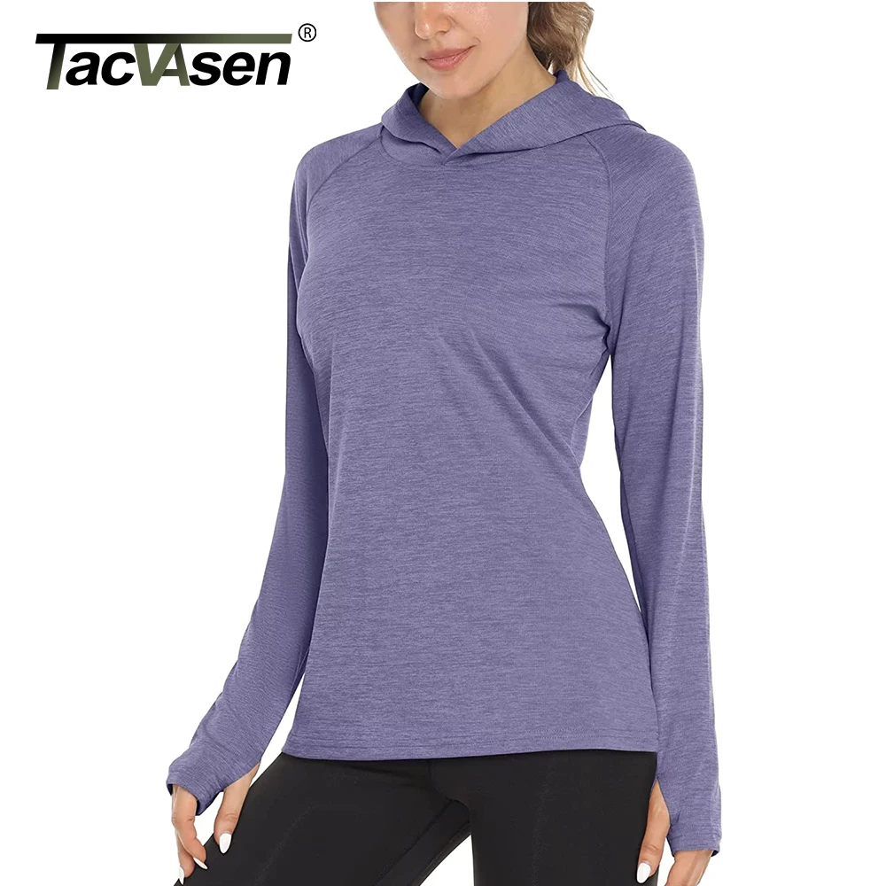 

TACVASEN UPF50+ Breathable Long Sleeve Hoodie T-shirts Womens Sun/UV Protection Casual Hooded T shirts Outdoor Sports Pullover