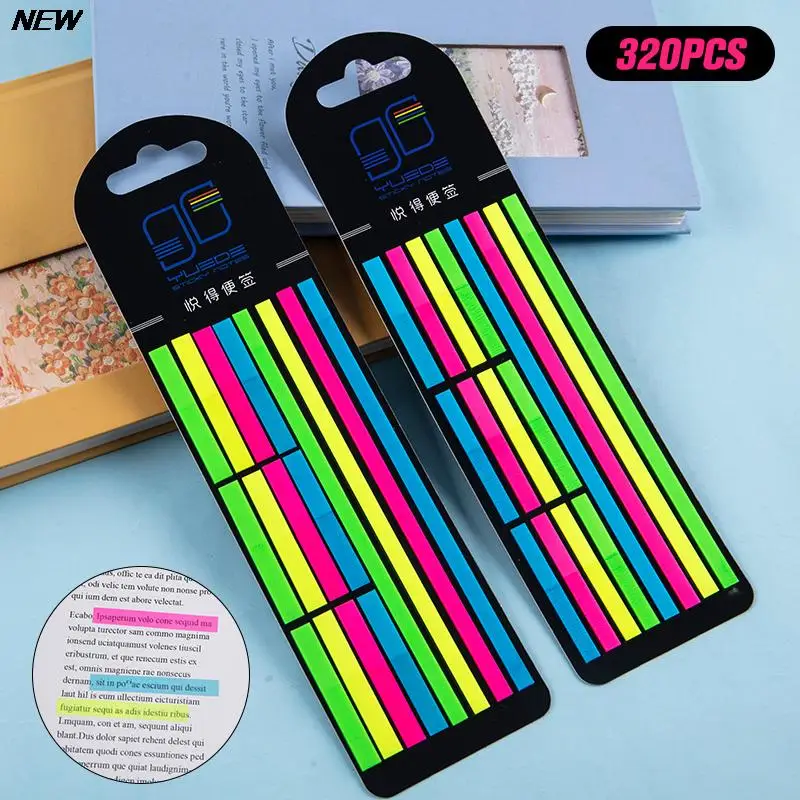 

320PCS Color Transparent Fluorescent Index Tabs Flags Sticky Note Stationery Reading Aid Highlight Sticker