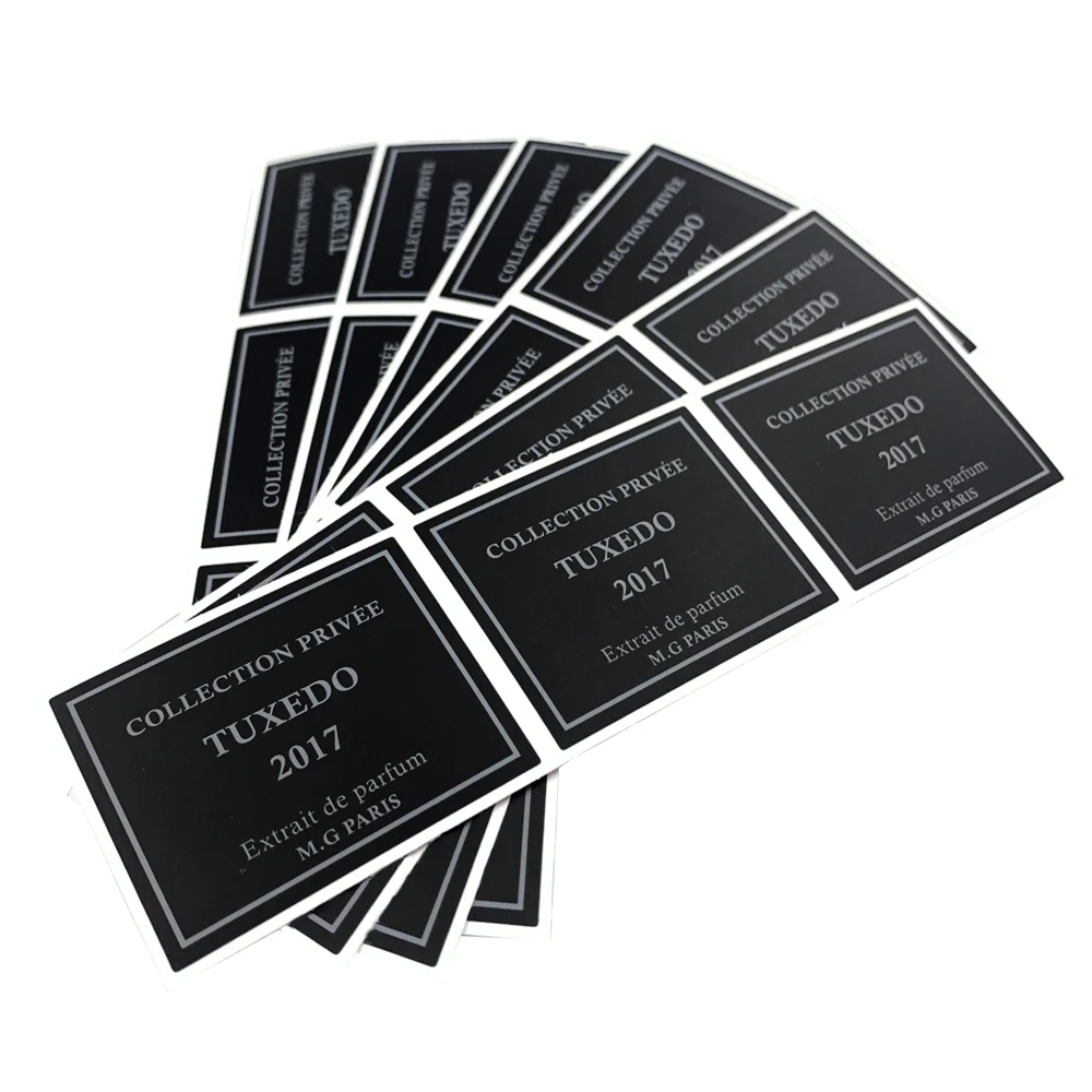 100pcs 80x80mm Hot Sale Black Background Vinyl Sticker For Bottle Jar Custom Business Name Color Shape |