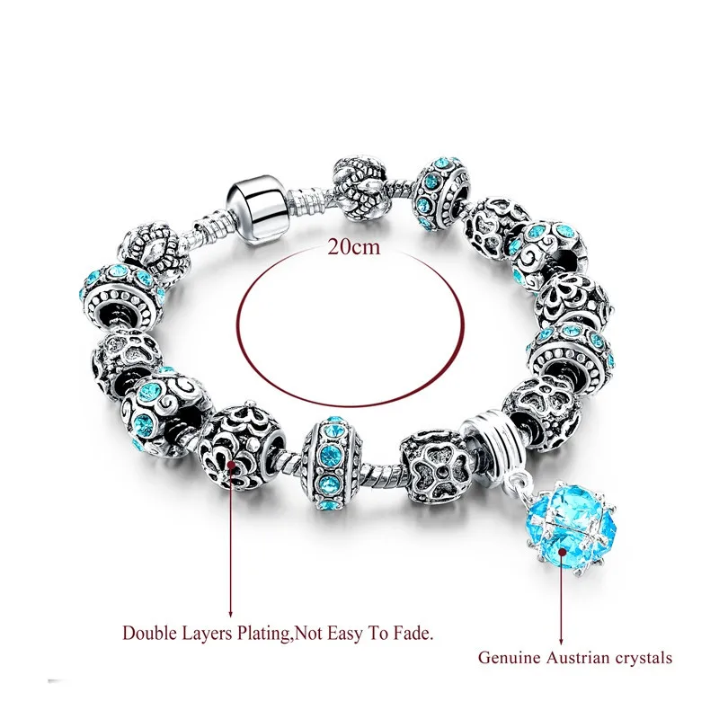 

Женский браслет с бусинами и кристаллами