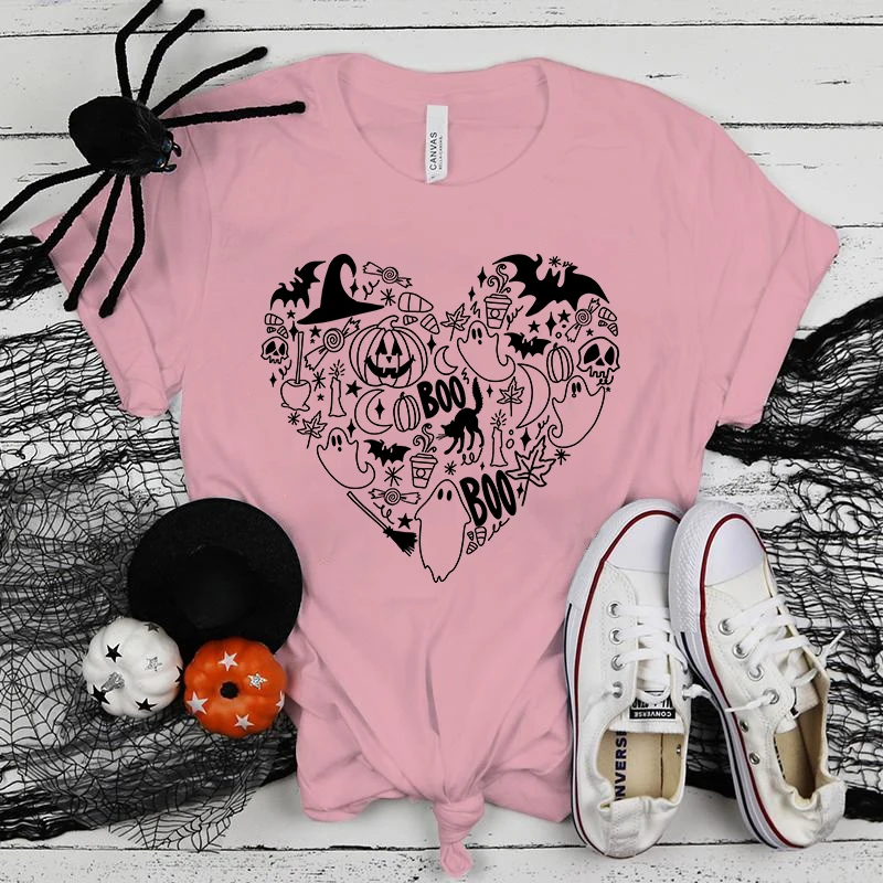 (Футболка премиум-класса) Горячие футболки с принтом Boo Pumpkin Love на Хэллоуин