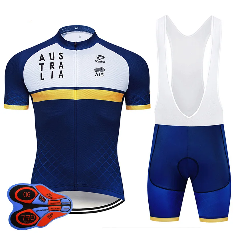 

2021 New 2021 Pro Team Australia Cycling Jersey 9D Bib Set MTB Uniform Bicycle Clothing Quick Dry Bike Clothes Wear Ropa Ciclis