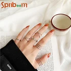 Набор женских геометрических колец 6 шт., золотистые, черные, серебристые металлические перстни, гладкие Простые Ювелирные украшения в стиле панк, аксессуары вечерние