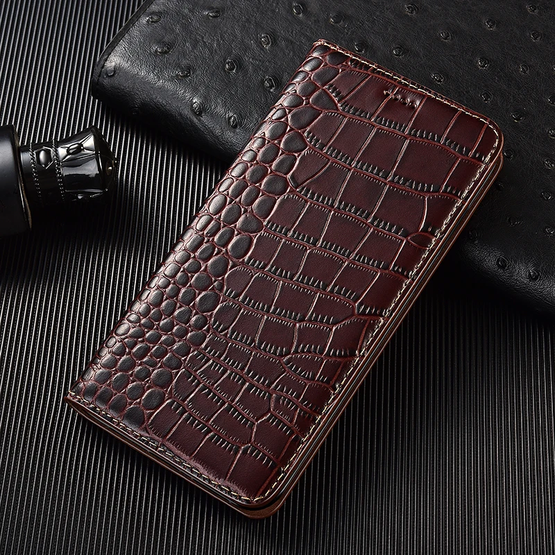 genuine leather phone bag wallet cases for infinix note 7 8 8i 10 11 11i 11s pro nfc crocodile pattern flip cover with kickstand free global shipping