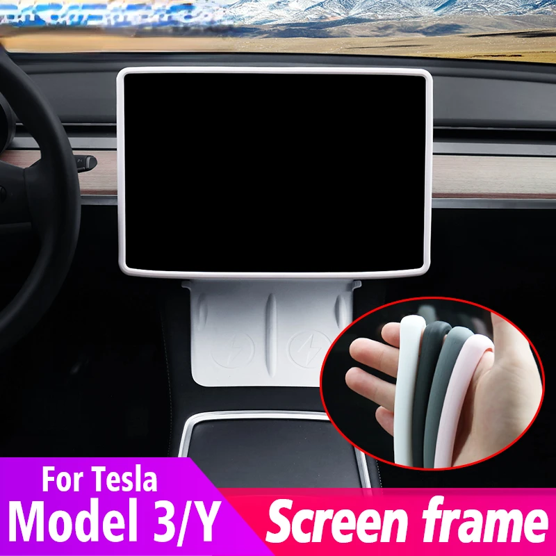

Car Central Control Screen Protector Cover Frame Trim For Tesla 2016-2022 Model 3 Model Y Decoration Interior Refit Accessories