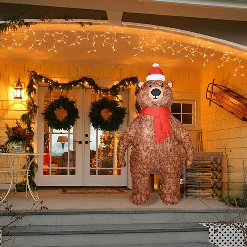 

Рождественские надувные украшения, Рождественский надувной медведь для двора, газона, дома, сада, рождественские украшения для вечерние, ви...