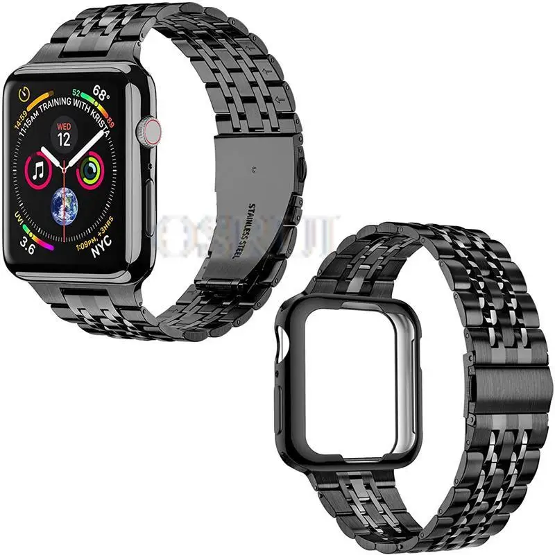 Link bracelet For Apple watch band 7 41mm 45mm 44mm 40mm 42mm 38mm Stainless Steel Strap + case Wrist belt iWatch 7 6 5 4 3 2 SE
