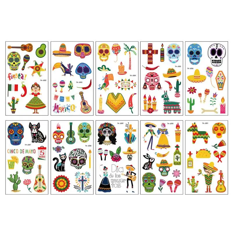 

Halloween Waterproof Stickers Halloween Temporary Sticker Sheets Day Of The Dead Stickers Various Designs Good Waterproof Effect
