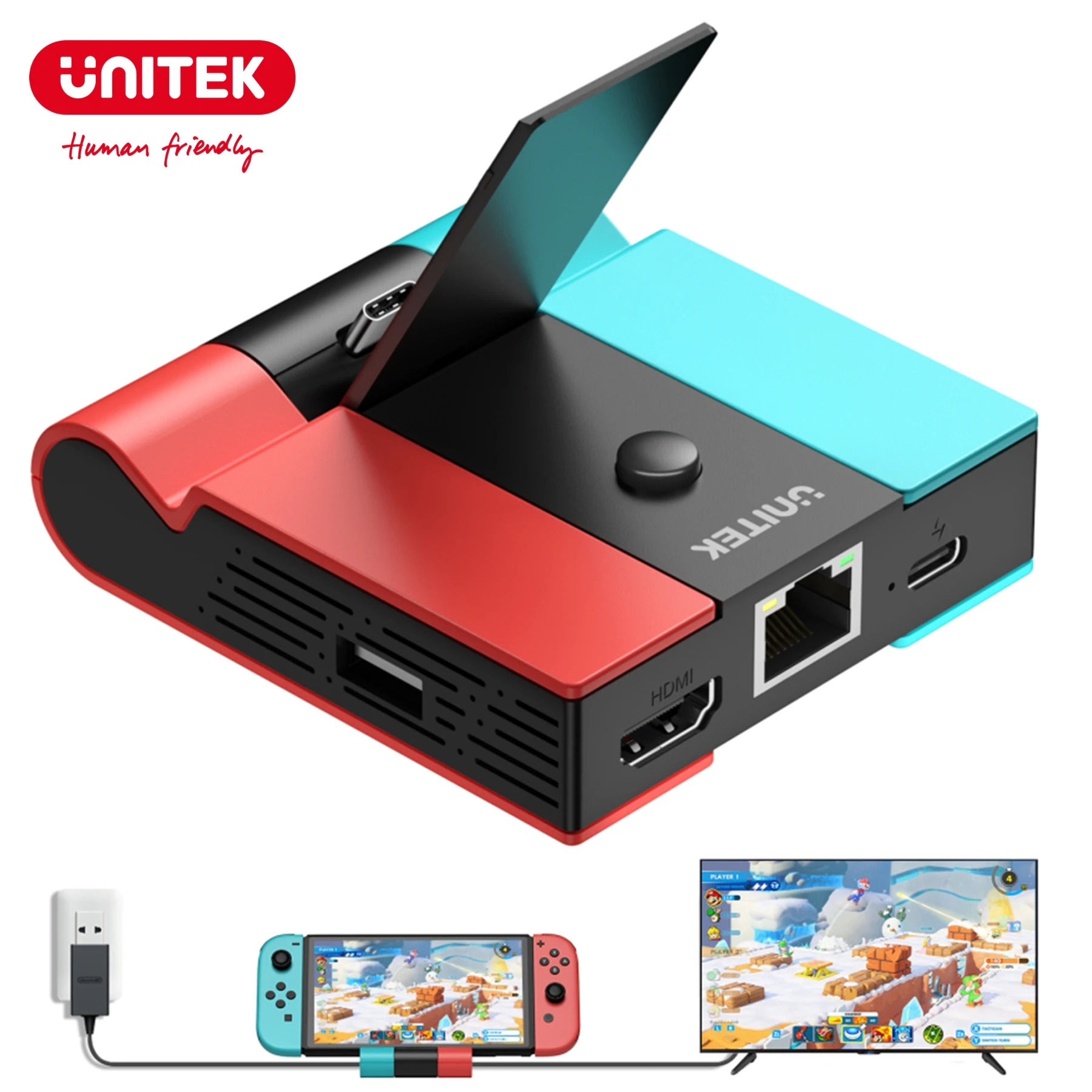 

Unitek Game Dock for Nintendo Switch OLED with 45W PD Charging LAN Gigabit Ethernet 4K HDMI Hub Gaming Docking Station for TV