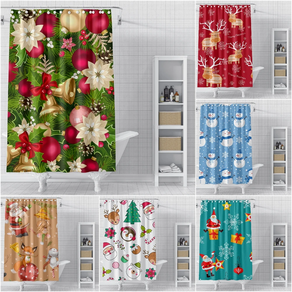

3D Print Christmas Shower Curtains Bathroom Curtain Waterproof Mildew Proof Shower Curtains For Bathroom Bath Cover With Hooks